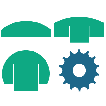 Arc segment profile, block profile, return profile, sprocket
