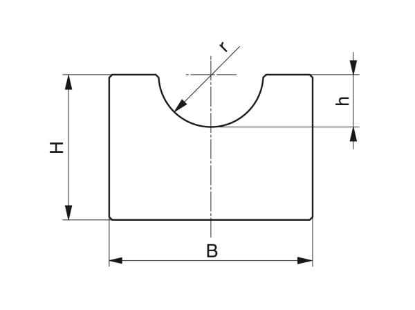 Type RR - Belt guides - Murtfeldt GmbH Kunststoffe - Technische Zeichnung 1