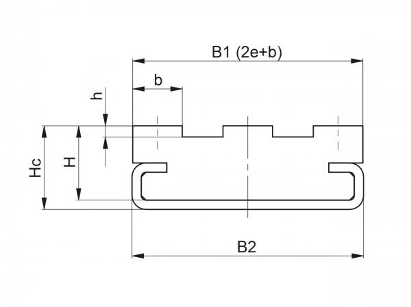 Type CT-Triplex - Chain guides for roller chains - Murtfeldt GmbH Kunststoffe - Technische Zeichnung 2