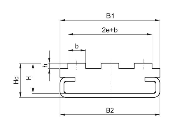 Type CT-Triplex - Chain guides for roller chains - Murtfeldt GmbH Kunststoffe - Technische Zeichnung 1