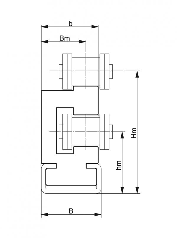 Type ETA - Chain guides for roller chains - Murtfeldt GmbH Kunststoffe - Technische Zeichnung 1