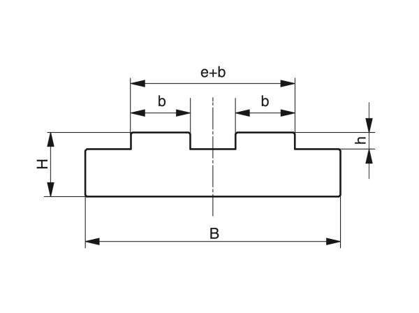 Type T-Duplex - Chain guides for roller chains - Murtfeldt GmbH Kunststoffe - Technische Zeichnung 1