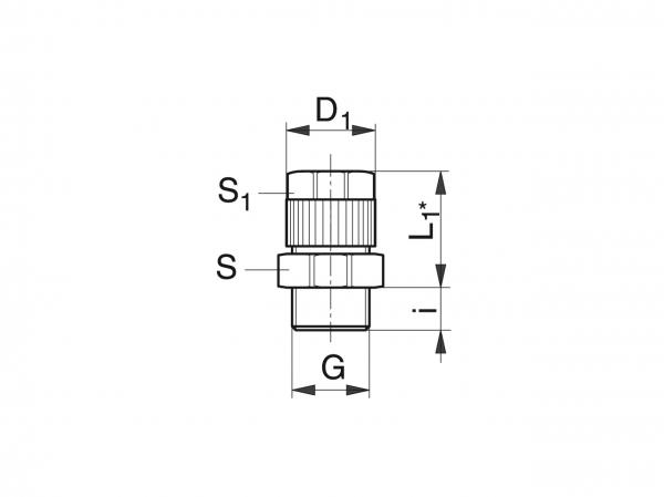 Straight screwed-in coupling for hose - Lubrication system couplings - Murtfeldt GmbH Kunststoffe - Technische Zeichnung 1