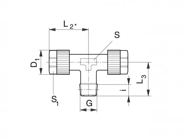 Racores T para manguera - Sistemas de lubricado para racores - Murtfeldt GmbH Kunststoffe - Technische Zeichnung 1