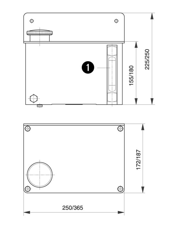 Recipiente de aceite tipo OBH - Accesorios para sistemas de lubricado - Murtfeldt GmbH Kunststoffe - Technische Zeichnung 2