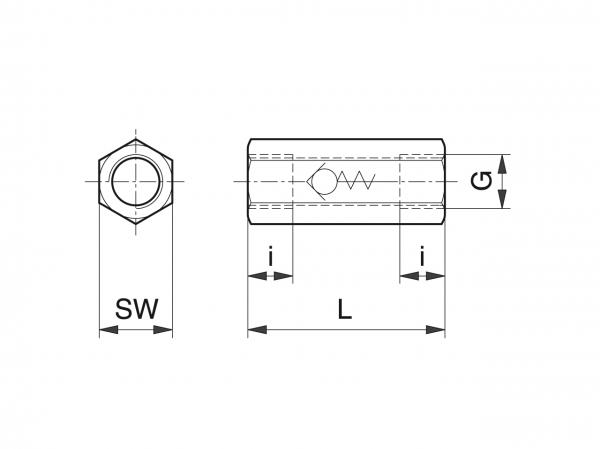 Accessories for electric pumps, non-return valves - Accessories for lubrication systems - Murtfeldt GmbH Kunststoffe - Technische Zeichnung 1