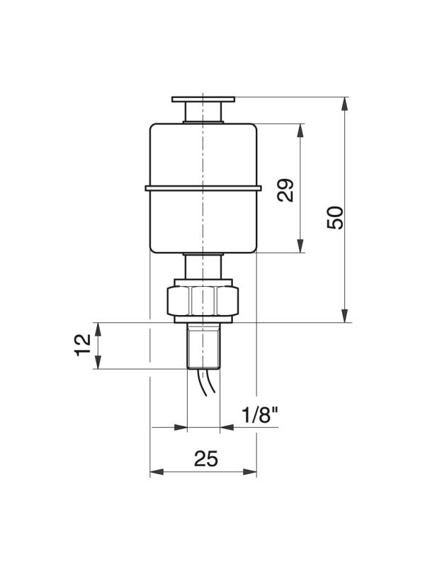 Flotador interruptor magnético - Accesorios para sistemas de lubricado - Murtfeldt GmbH Kunststoffe - Technische Zeichnung 1