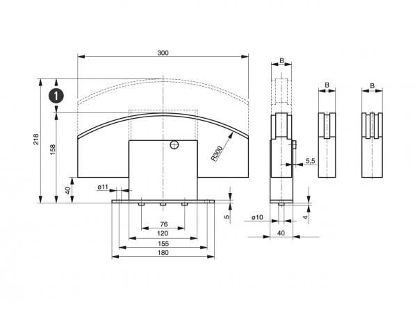 Spann-Box® tamaño 2 con perfil de bloque - Tensores de cadena para cadenas de rodillos - Murtfeldt GmbH Kunststoffe - Technische Zeichnung 1